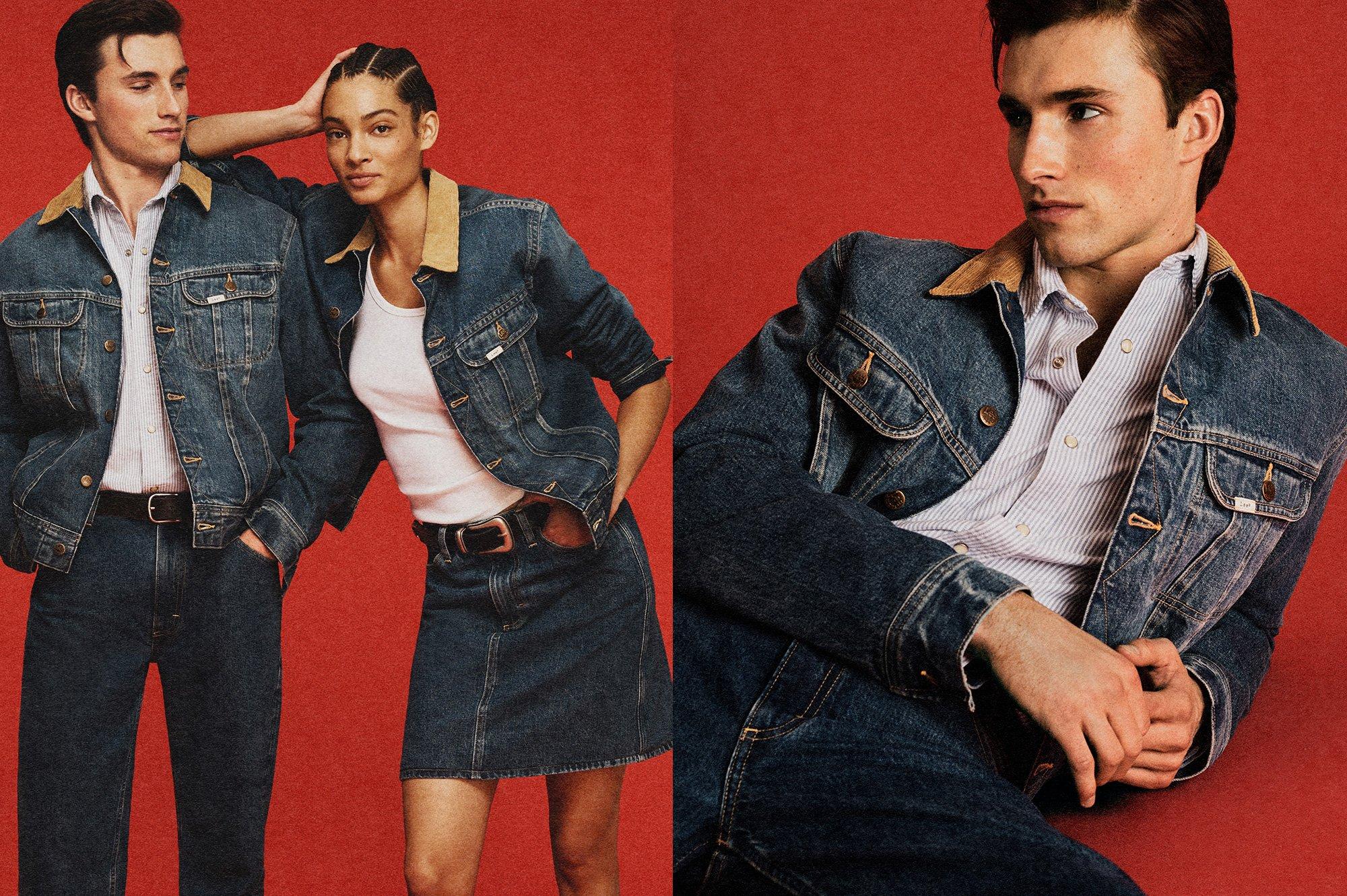 Couple Wearing Lee X J CREW Storm Rider Jackets.