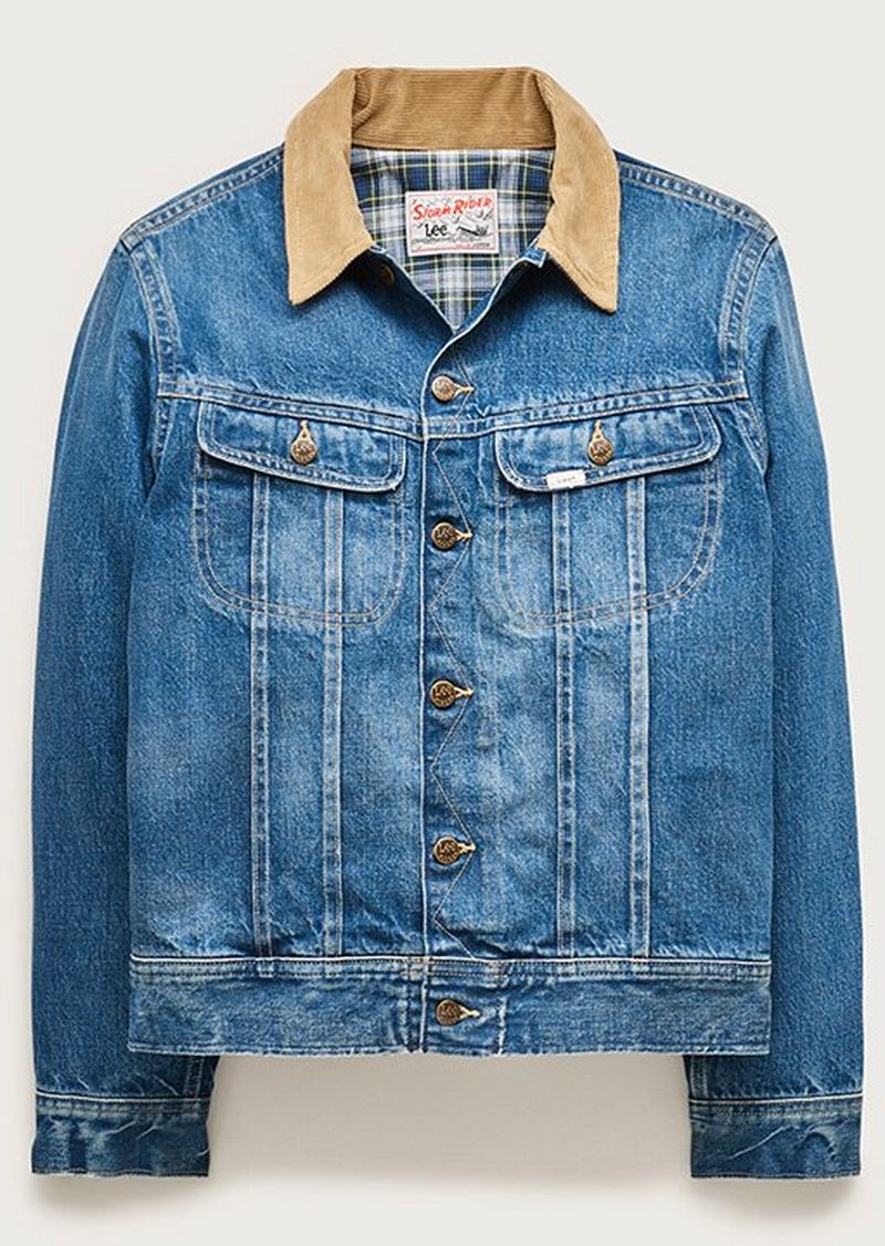 The Lee X J CREW Medium Wash Stormrider Jacket.