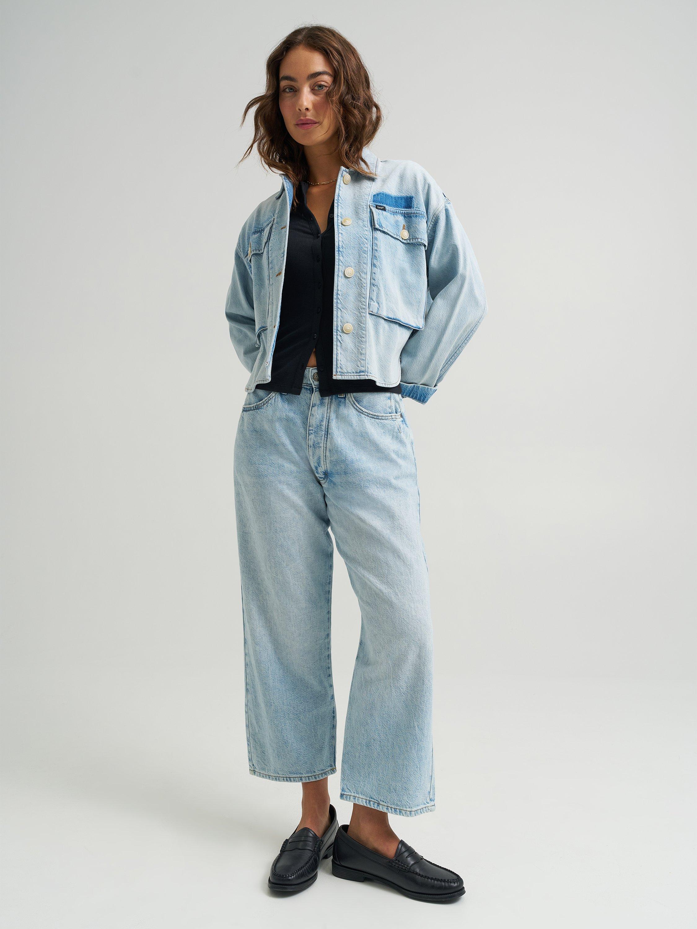 Model wearing size 4 Ankle & Cropped Lee Jeans