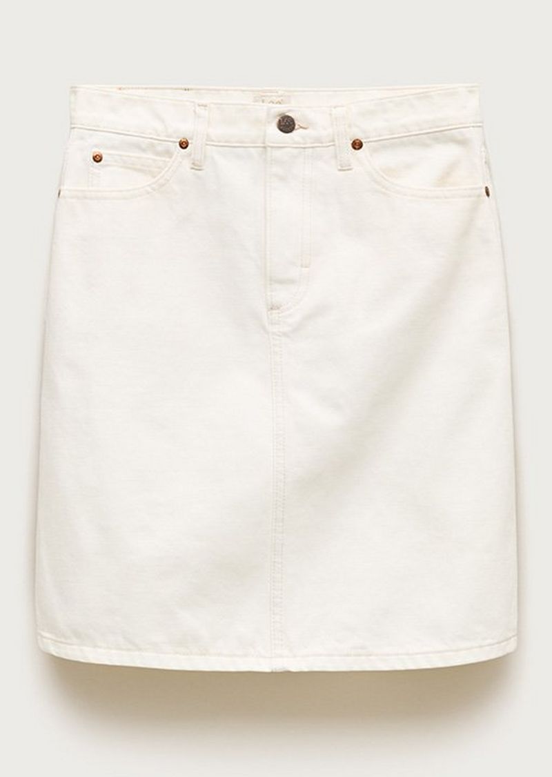 The Lee X J CREW White-Denim-Skirt 